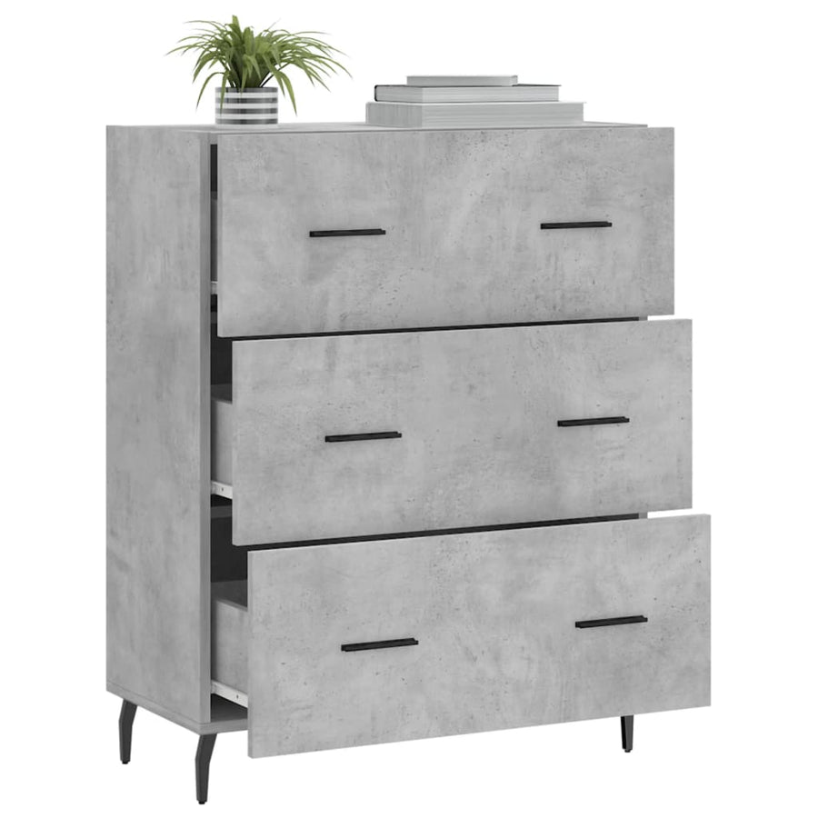 Dressoir 69,5X34X90 Cm Bewerkt Hout Betongrijs