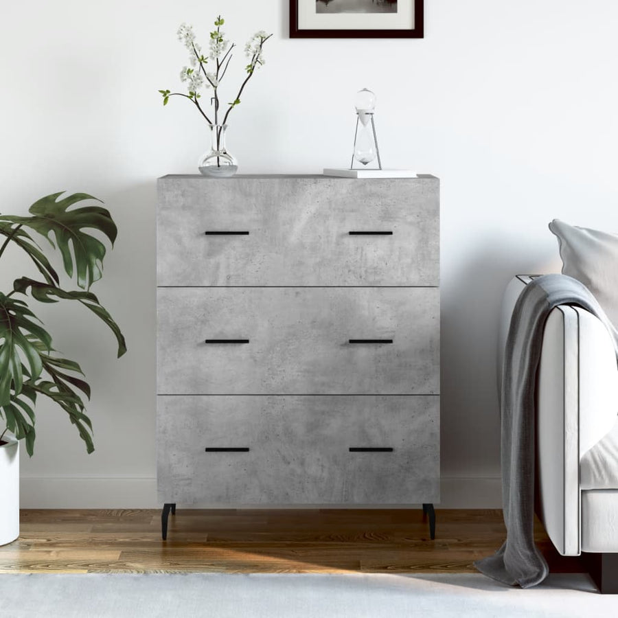 Dressoir 69,5X34X90 Cm Bewerkt Hout Betongrijs