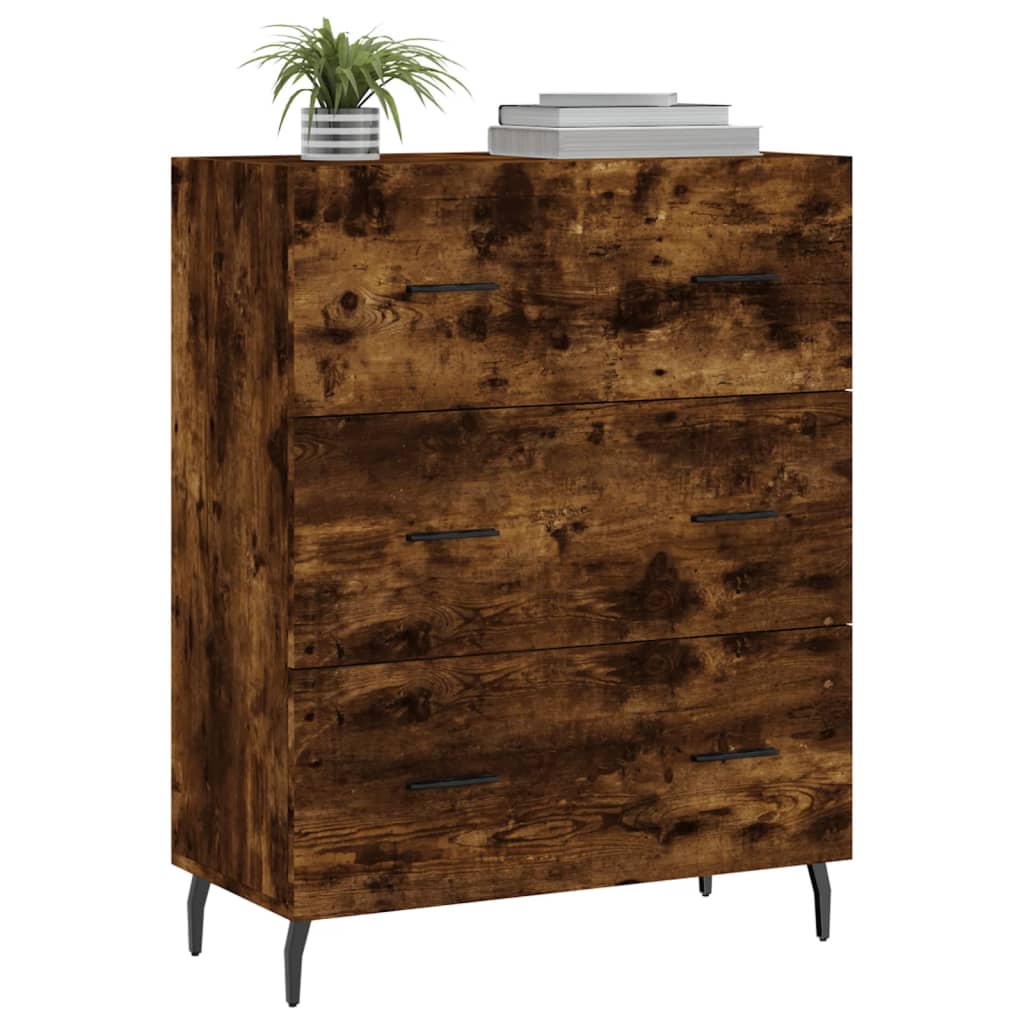 Dressoir 69,5X34X90 Cm Bewerkt Hout Kleurig Gerookt eiken