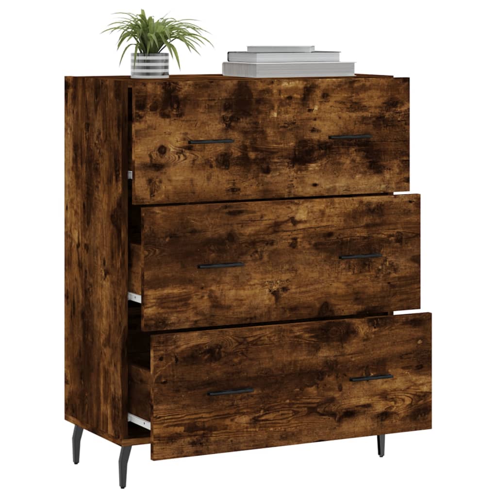 Dressoir 69,5X34X90 Cm Bewerkt Hout Kleurig Gerookt eiken