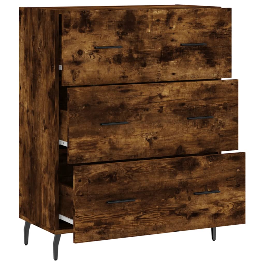 Dressoir 69,5X34X90 Cm Bewerkt Hout Kleurig Gerookt eiken