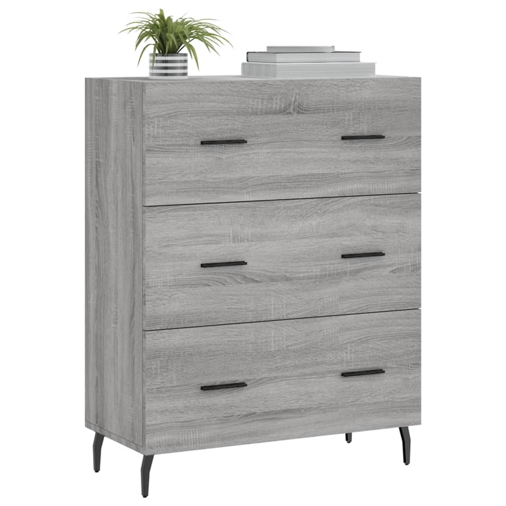 Dressoir 69,5X34X90 Cm Bewerkt Hout Eikenkleurig Grijs sonoma