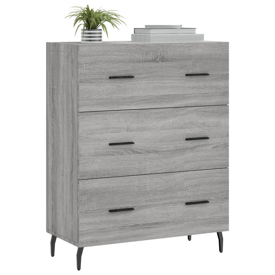 Dressoir 69,5X34X90 Cm Bewerkt Hout Eikenkleurig Grijs sonoma