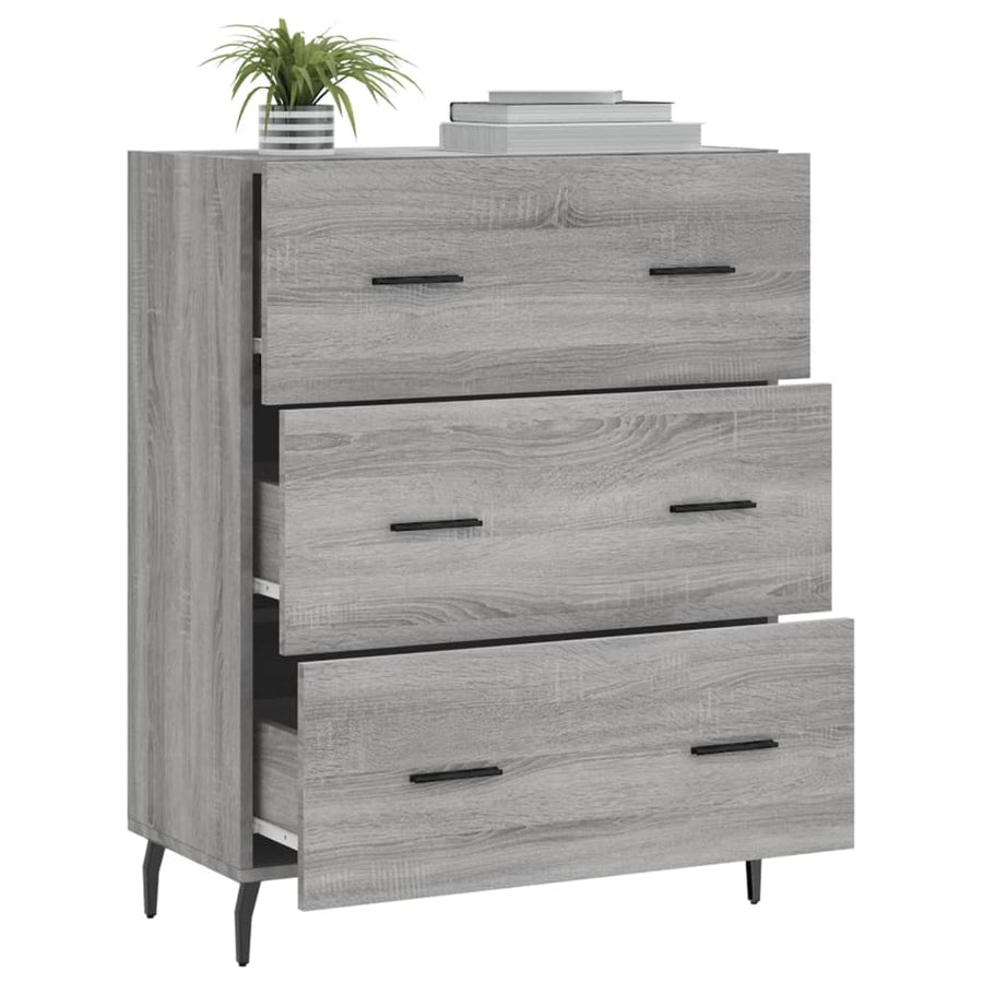 Dressoir 69,5X34X90 Cm Bewerkt Hout Eikenkleurig Grijs sonoma