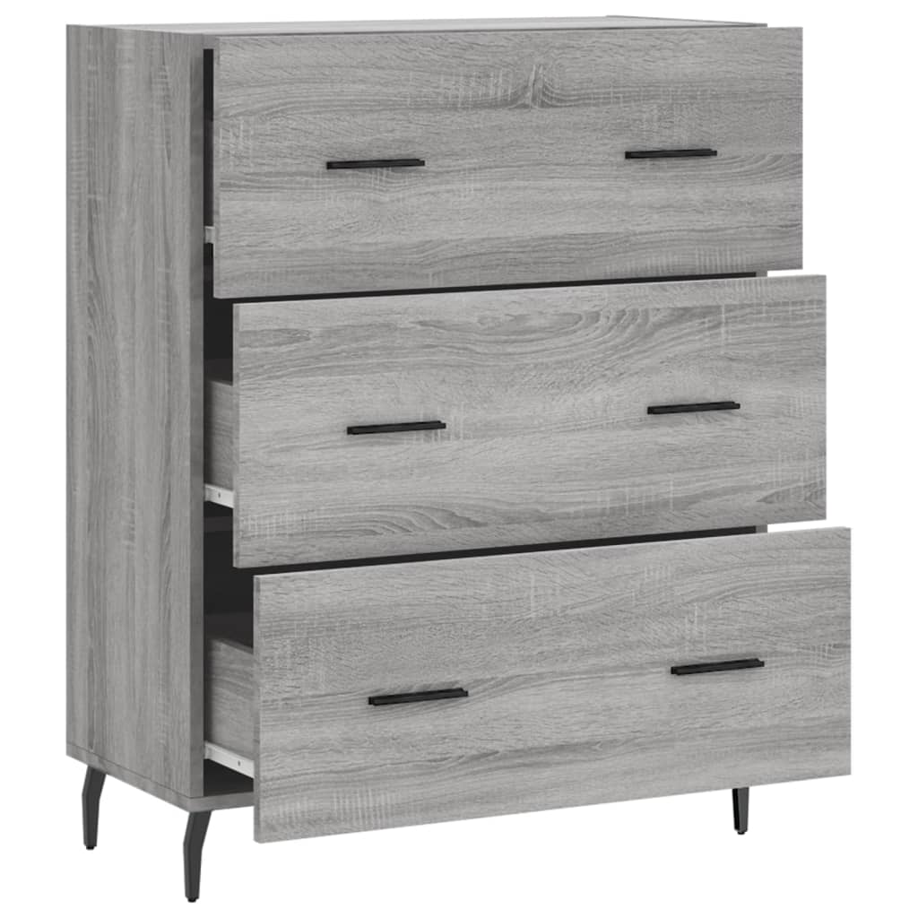 Dressoir 69,5X34X90 Cm Bewerkt Hout Eikenkleurig Grijs sonoma