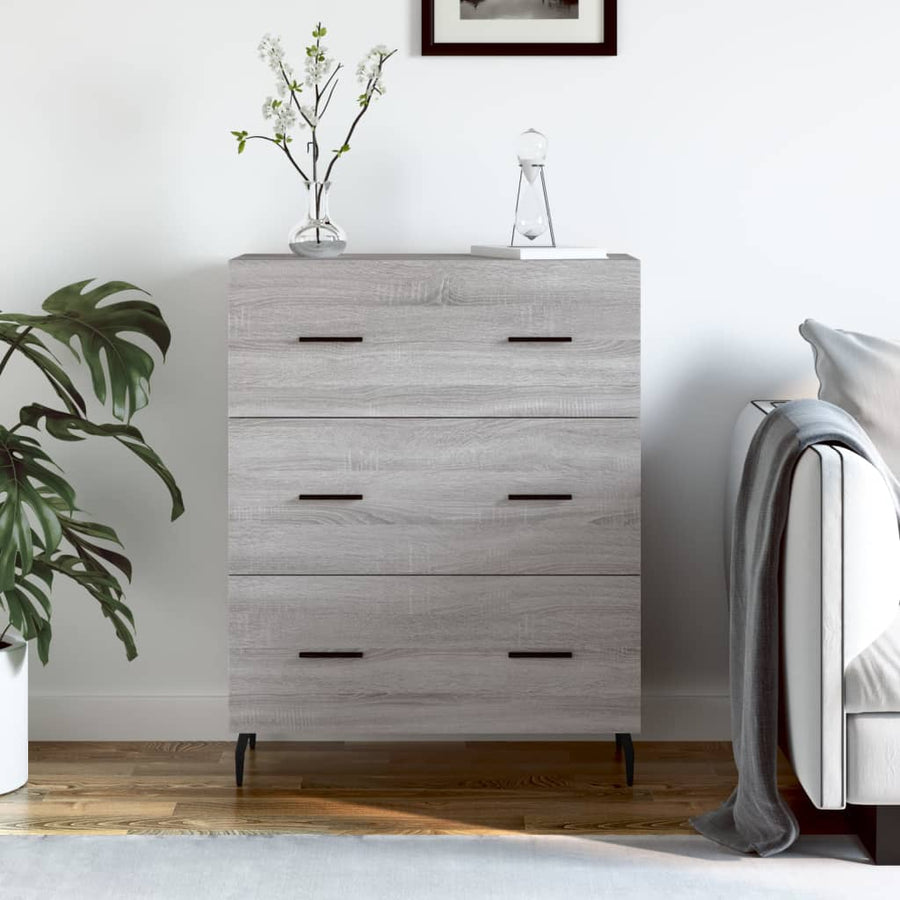 Dressoir 69,5X34X90 Cm Bewerkt Hout Eikenkleurig Grijs sonoma
