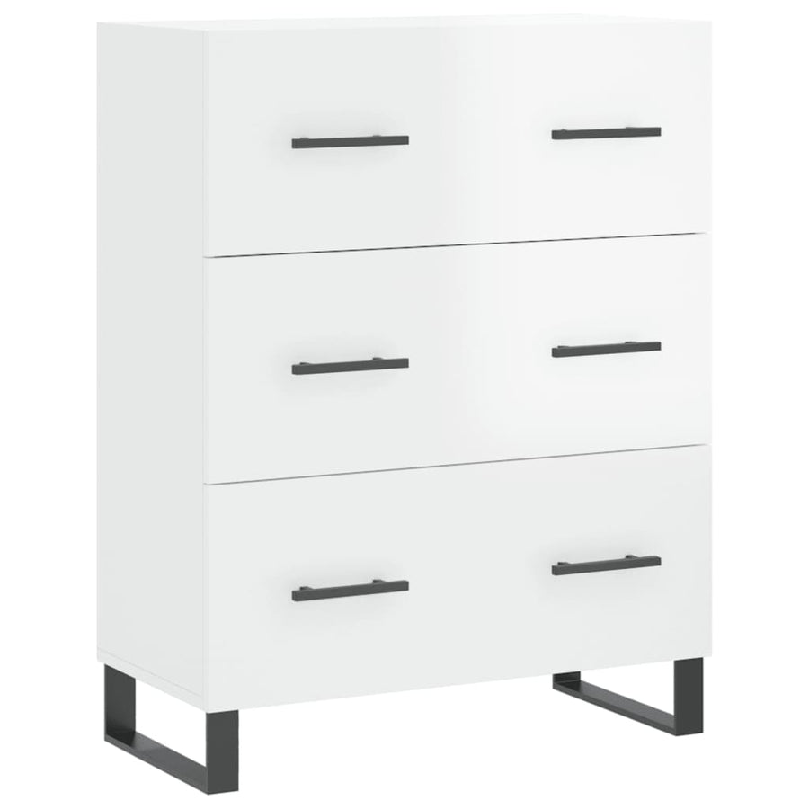 Dressoir 69,5X34X90 Cm Bewerkt Hout Hoogglans Wit