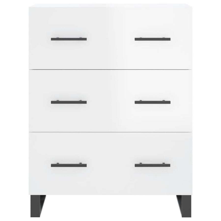 Dressoir 69,5X34X90 Cm Bewerkt Hout Hoogglans Wit
