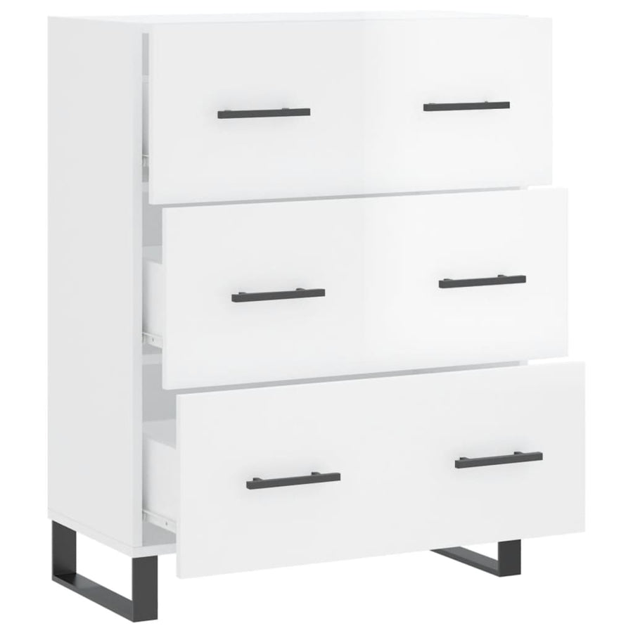Dressoir 69,5X34X90 Cm Bewerkt Hout Hoogglans Wit