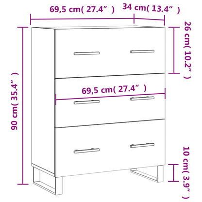 Dressoir 69,5x34x90 cm bewerkt hout sonoma eikenkleurig