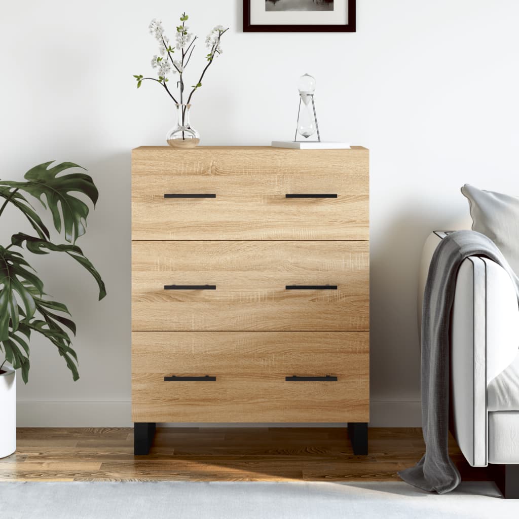 Dressoir 69,5x34x90 cm bewerkt hout sonoma eikenkleurig