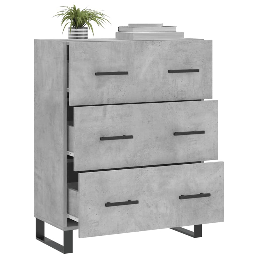 Dressoir 69,5X34X90 Cm Bewerkt Hout Betongrijs