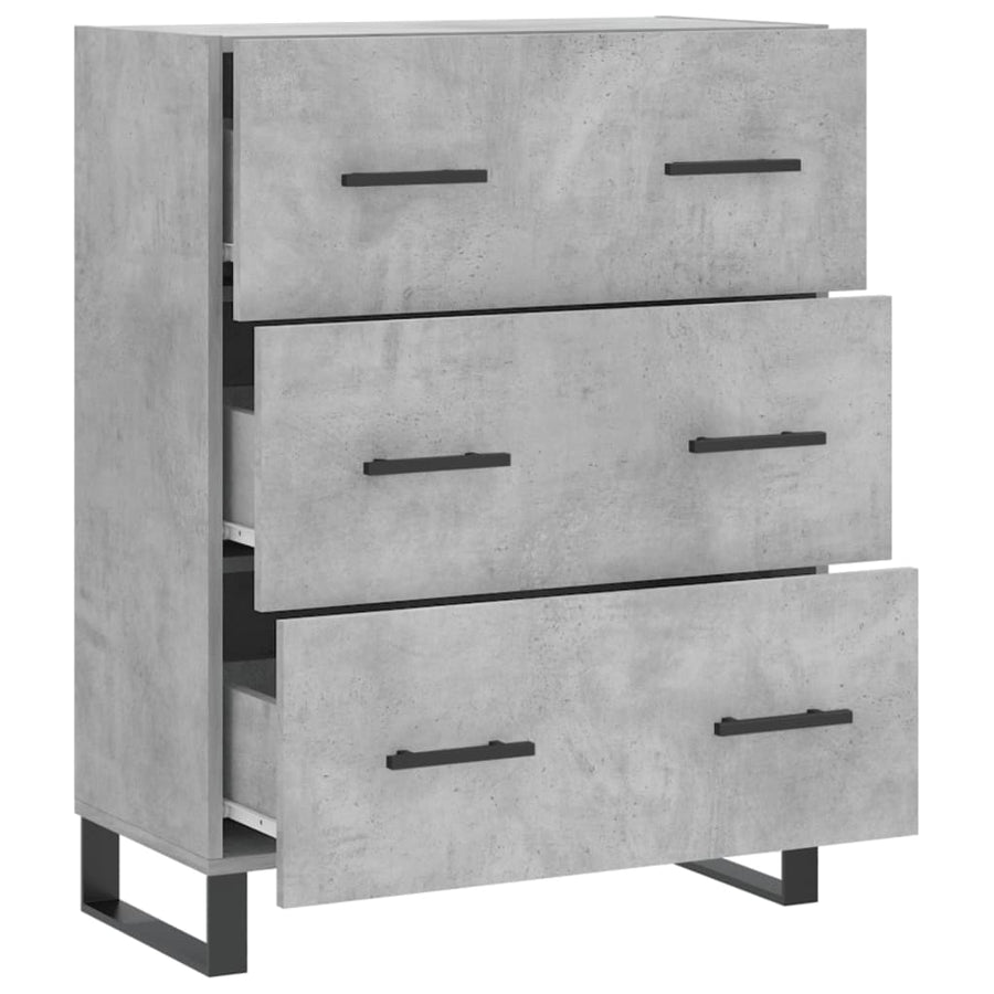 Dressoir 69,5X34X90 Cm Bewerkt Hout Betongrijs