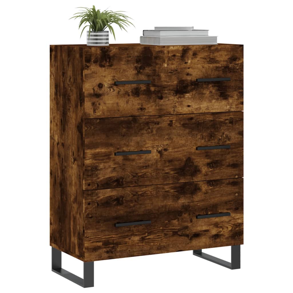 Dressoir 69,5x34x90 cm bewerkt hout gerookt eikenkleurig