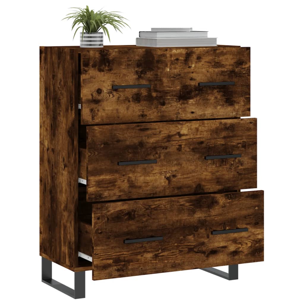 Dressoir 69,5x34x90 cm bewerkt hout gerookt eikenkleurig