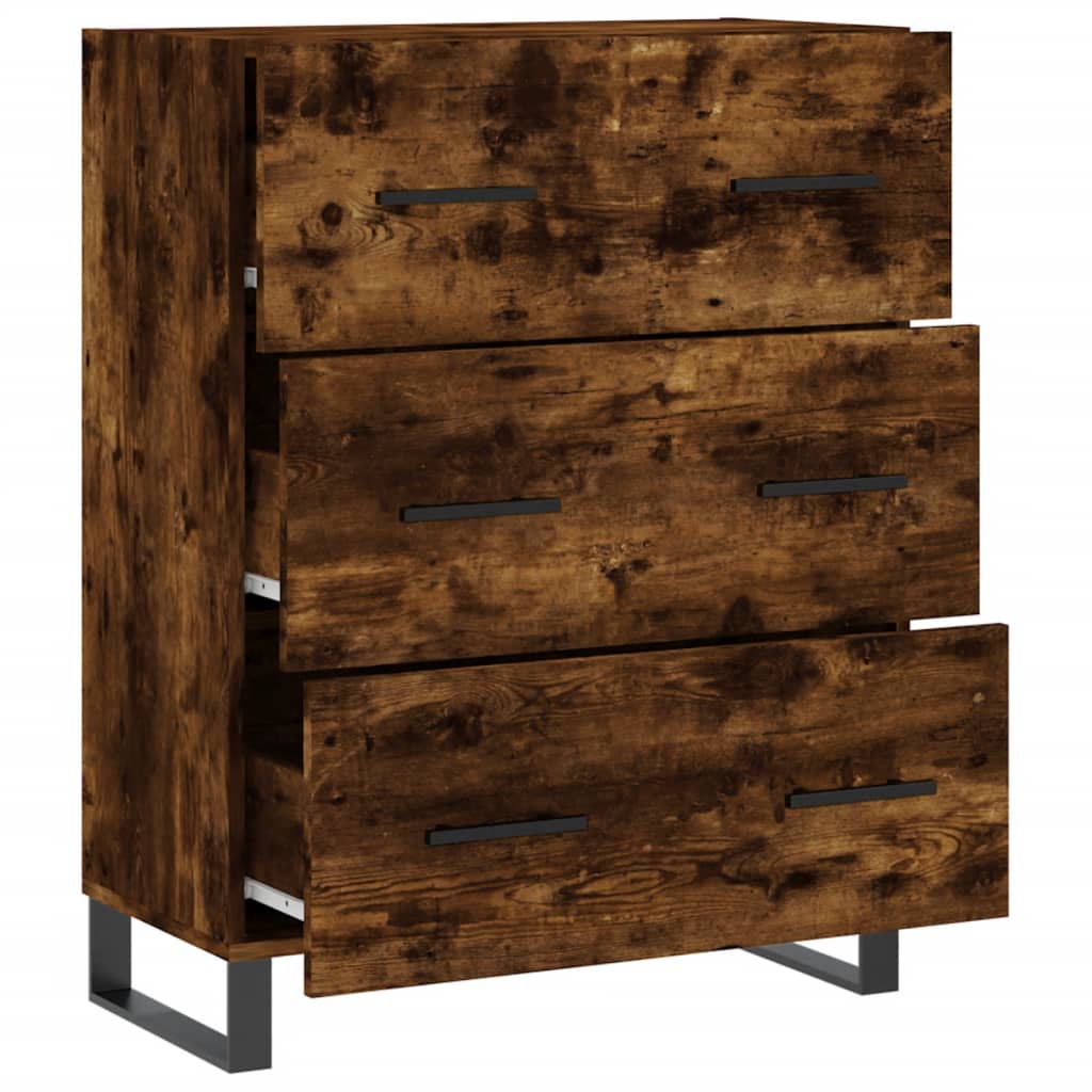 Dressoir 69,5x34x90 cm bewerkt hout gerookt eikenkleurig