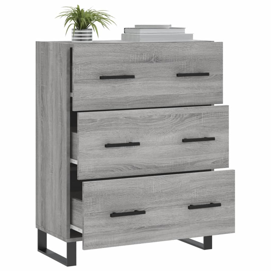 Dressoir 69,5X34X90 Cm Bewerkt Hout Grijs Sonoma Eikenkleurig