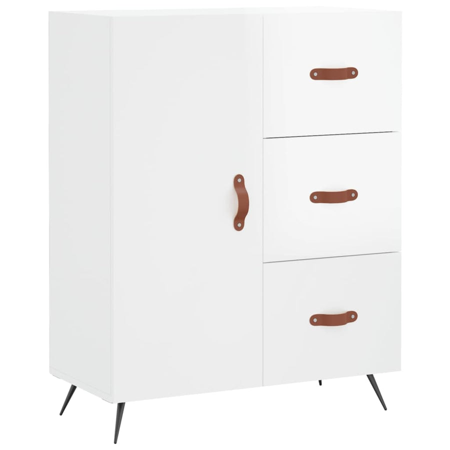 Dressoir 69,5X34X90 Cm Bewerkt Hout Hoogglans Wit