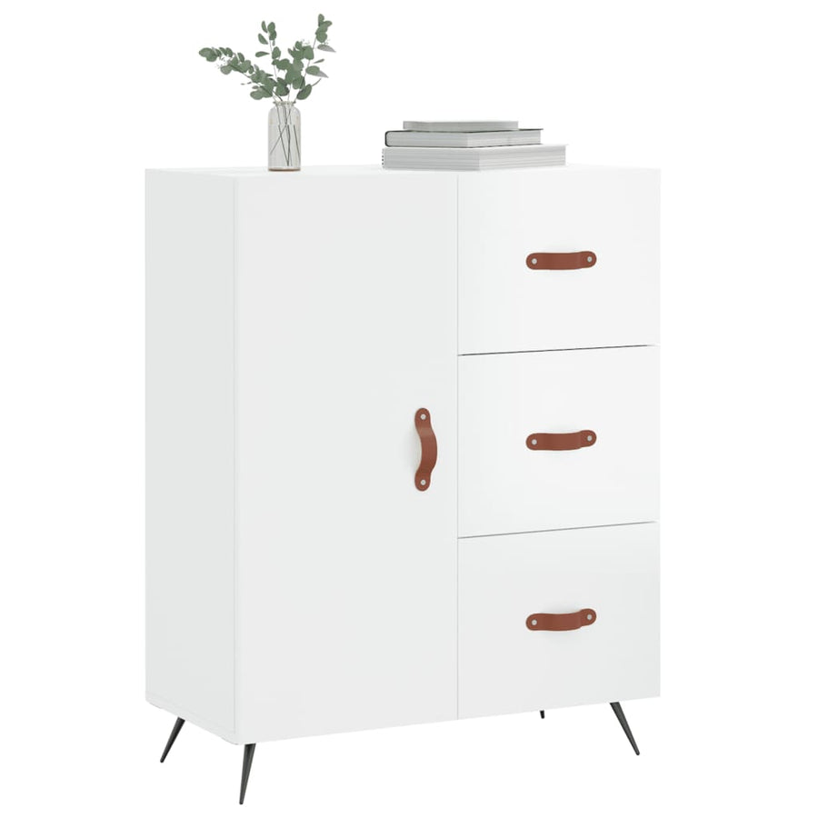 Dressoir 69,5X34X90 Cm Bewerkt Hout Hoogglans Wit