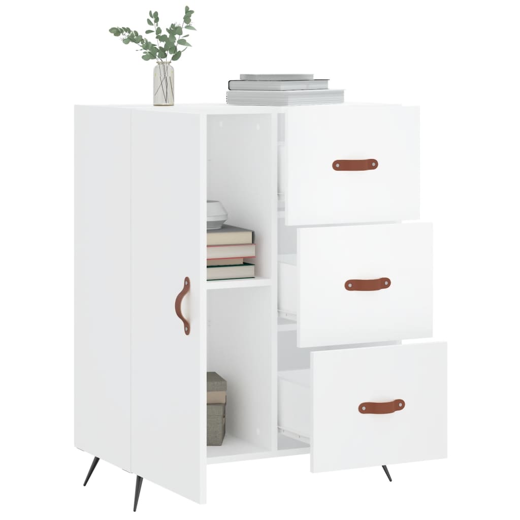 Dressoir 69,5X34X90 Cm Bewerkt Hout Hoogglans Wit