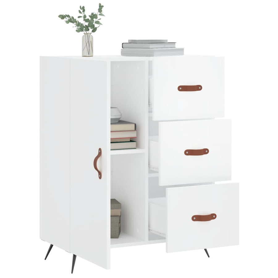 Dressoir 69,5X34X90 Cm Bewerkt Hout Hoogglans Wit