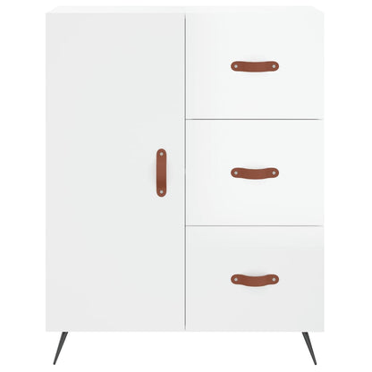 Dressoir 69,5X34X90 Cm Bewerkt Hout Hoogglans Wit