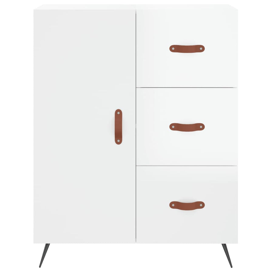Dressoir 69,5X34X90 Cm Bewerkt Hout Hoogglans Wit
