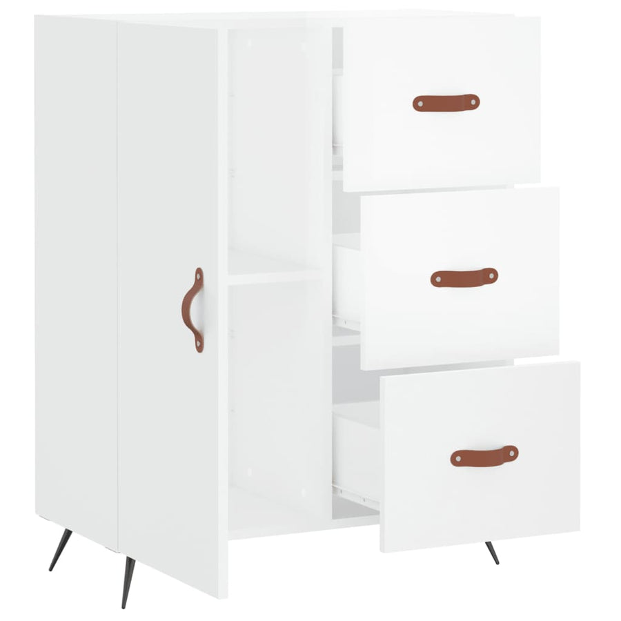 Dressoir 69,5X34X90 Cm Bewerkt Hout Hoogglans Wit