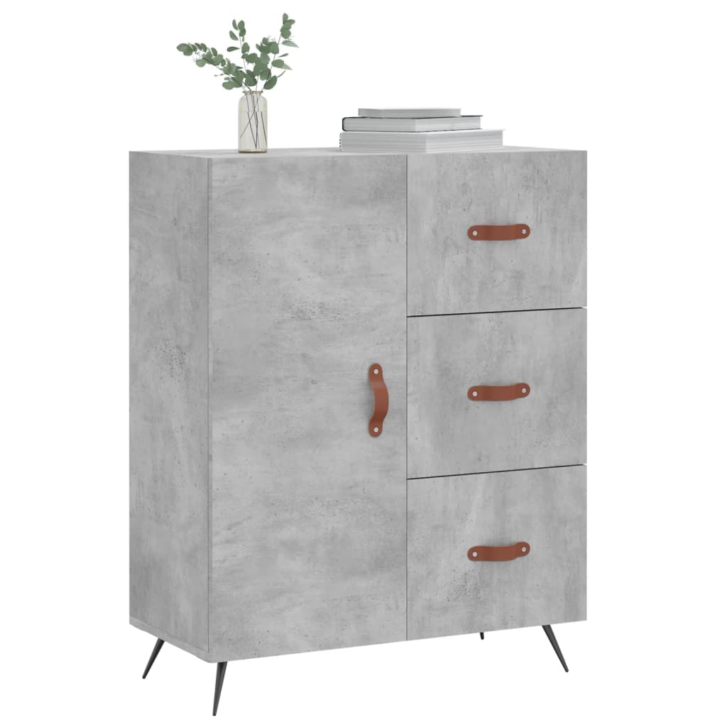 Dressoir 69,5X34X90 Cm Bewerkt Hout Betongrijs
