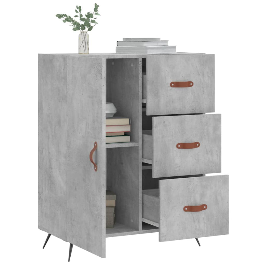 Dressoir 69,5X34X90 Cm Bewerkt Hout Betongrijs
