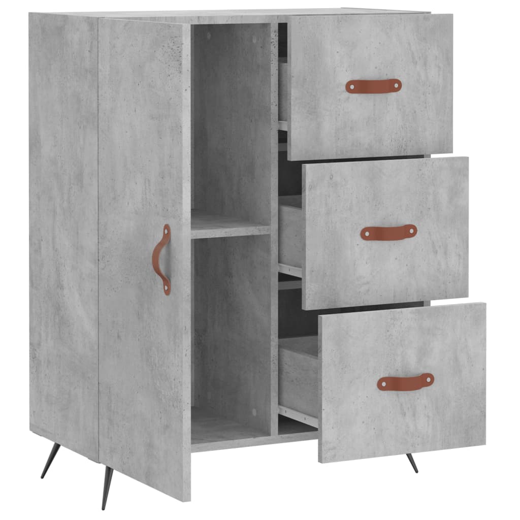 Dressoir 69,5X34X90 Cm Bewerkt Hout Betongrijs