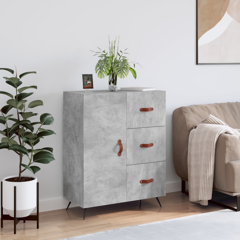Dressoir 69,5X34X90 Cm Bewerkt Hout Betongrijs