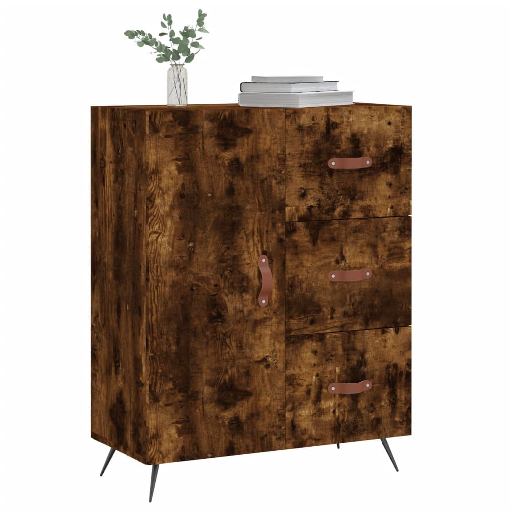 Dressoir 69,5X34X90 Cm Bewerkt Hout Gerookt Eikenkleurig