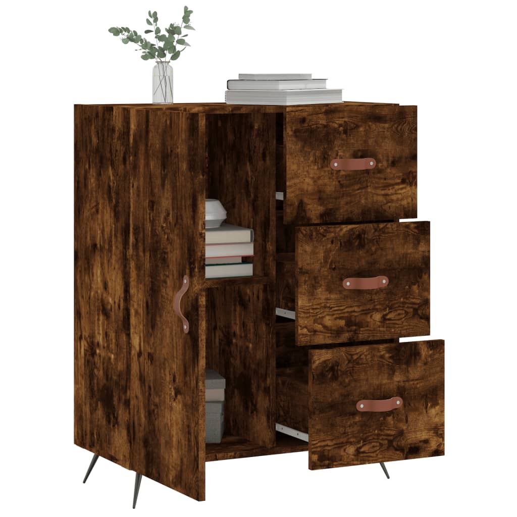 Dressoir 69,5X34X90 Cm Bewerkt Hout Gerookt Eikenkleurig