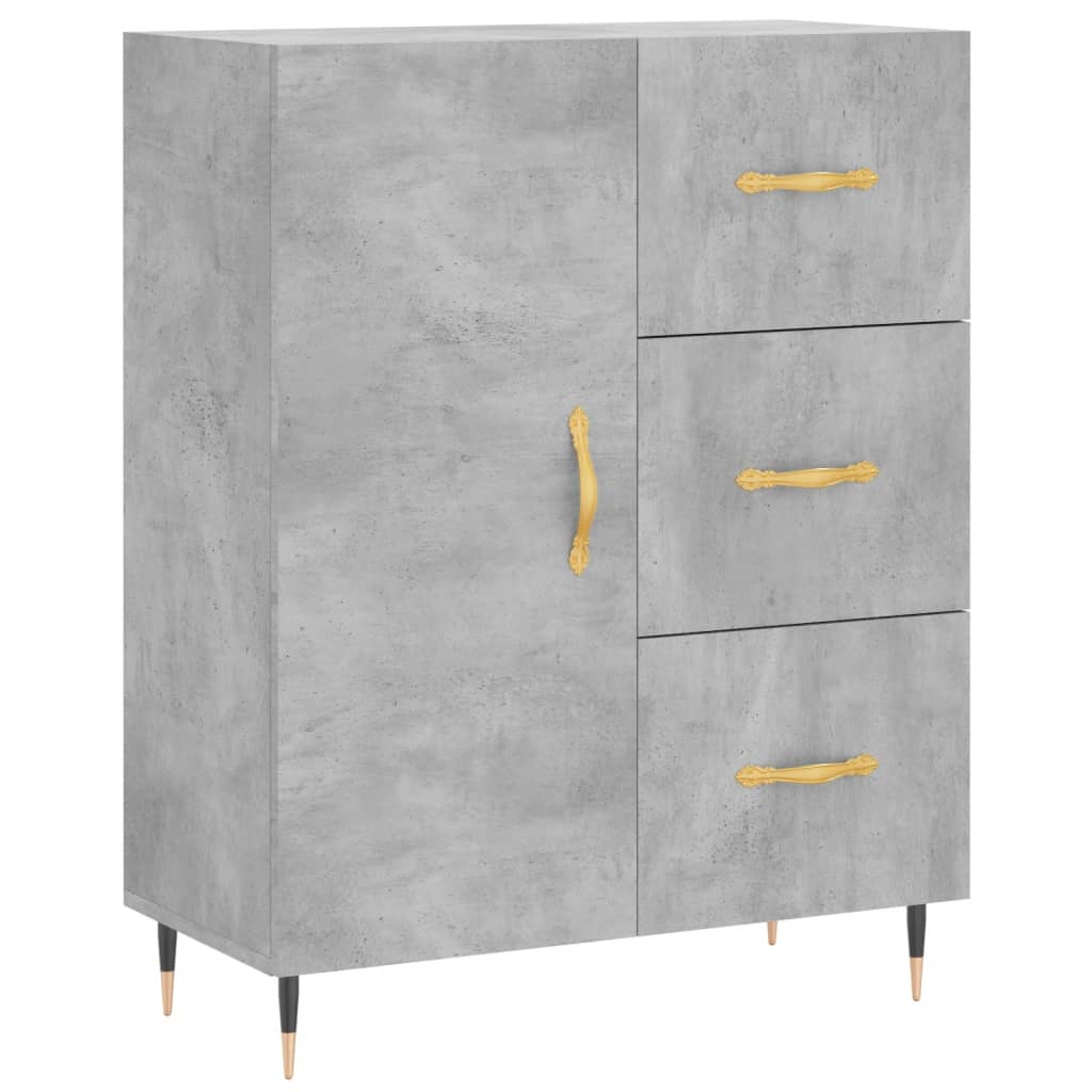 Dressoir 69,5X34X90 Cm Bewerkt Hout Betongrijs