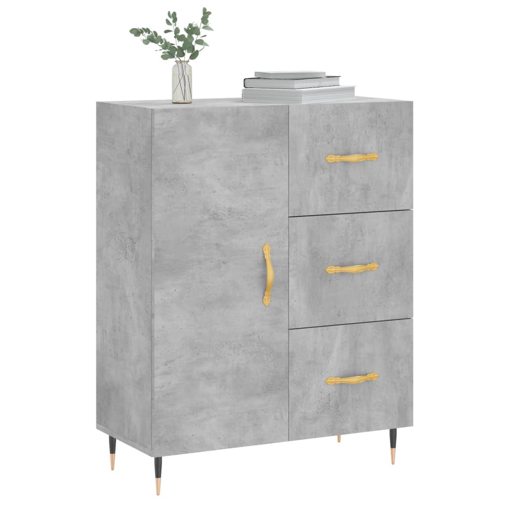 Dressoir 69,5X34X90 Cm Bewerkt Hout Betongrijs