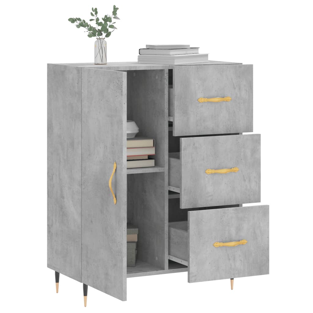 Dressoir 69,5X34X90 Cm Bewerkt Hout Betongrijs