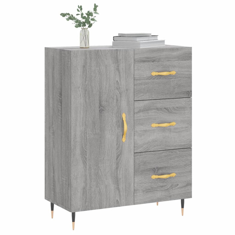 Dressoir 69,5X34X90 Cm Bewerkt Hout Grijs Sonoma Eikenkleurig