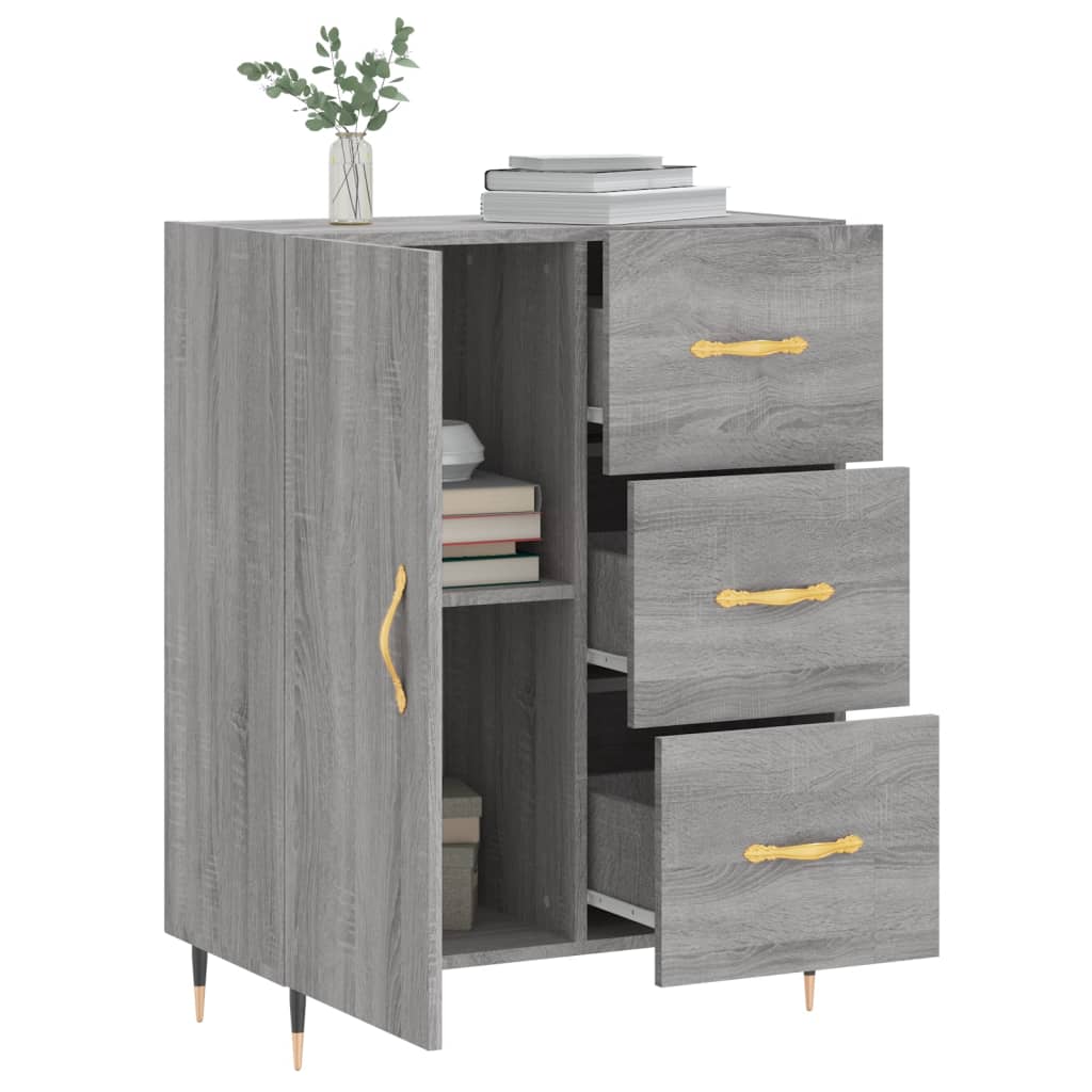 Dressoir 69,5X34X90 Cm Bewerkt Hout Grijs Sonoma Eikenkleurig