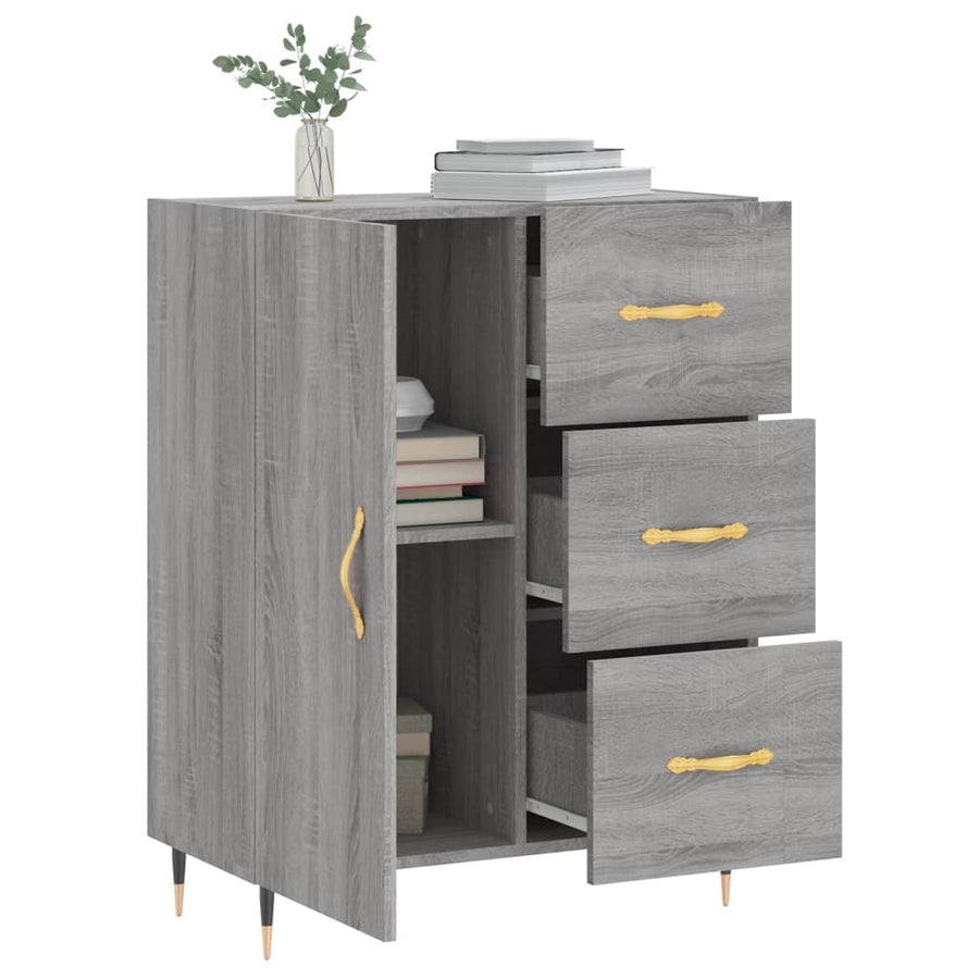 Dressoir 69,5X34X90 Cm Bewerkt Hout Grijs Sonoma Eikenkleurig