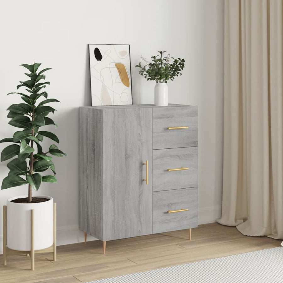 Dressoir 69,5X34X90 Cm Bewerkt Hout Grijs Sonoma Eikenkleurig