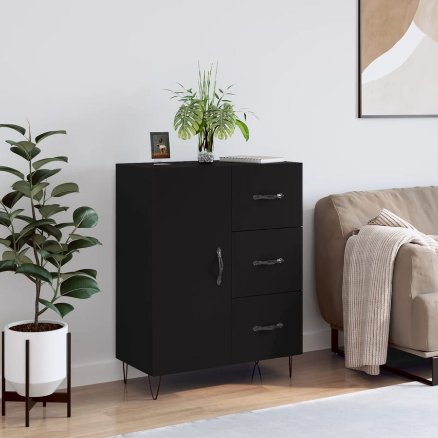 Dressoir 69,5X34X90 Cm Bewerkt Hout Zwart