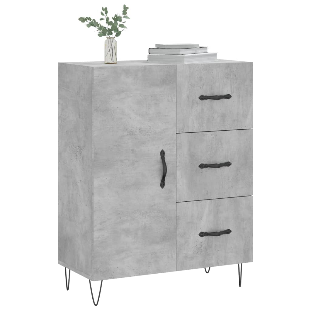 Dressoir 69,5X34X90 Cm Bewerkt Hout Betongrijs