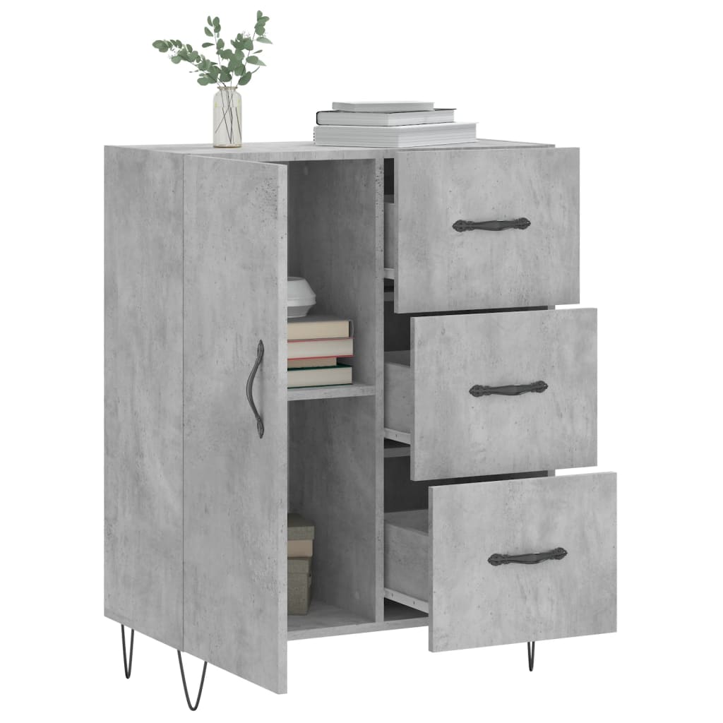 Dressoir 69,5X34X90 Cm Bewerkt Hout Betongrijs