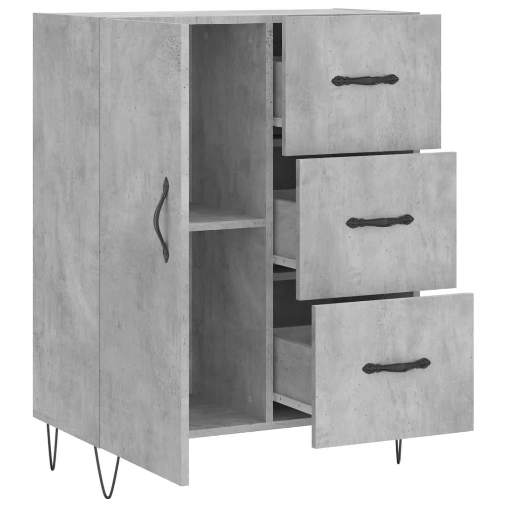 Dressoir 69,5X34X90 Cm Bewerkt Hout Betongrijs
