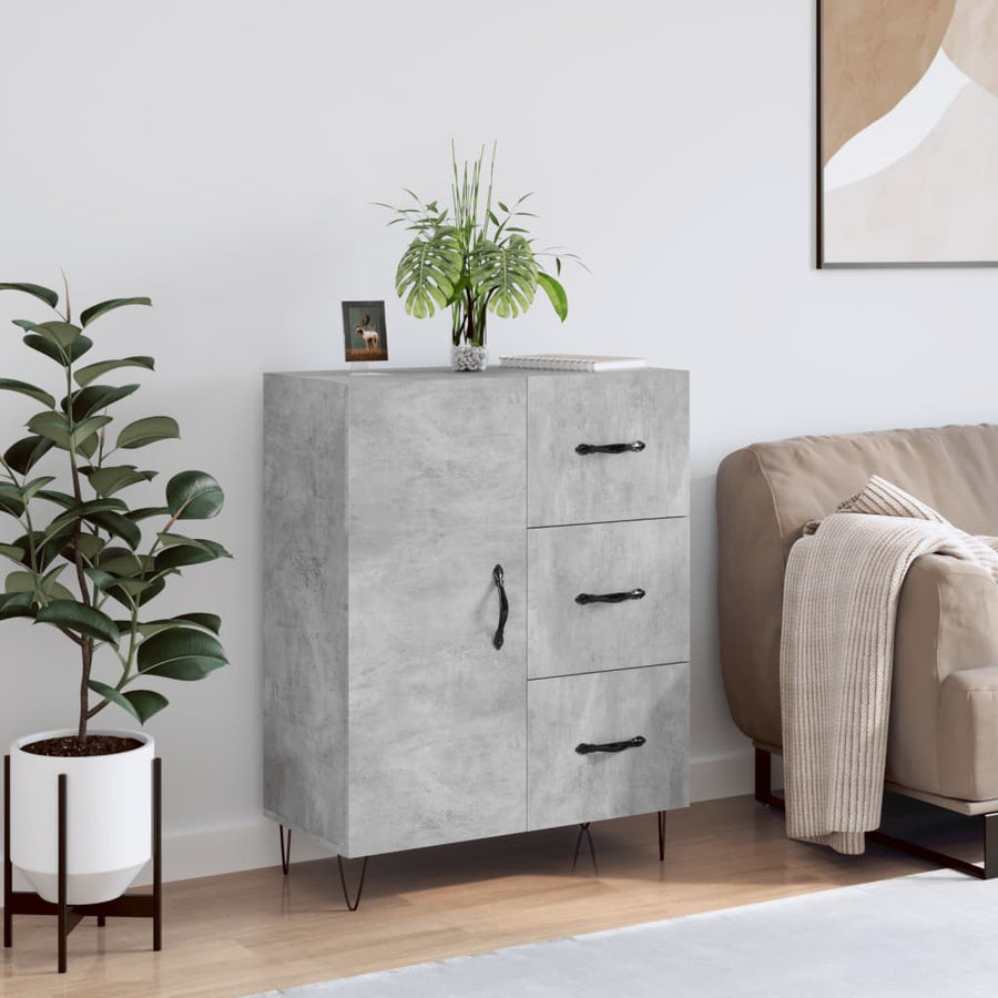 Dressoir 69,5X34X90 Cm Bewerkt Hout Betongrijs