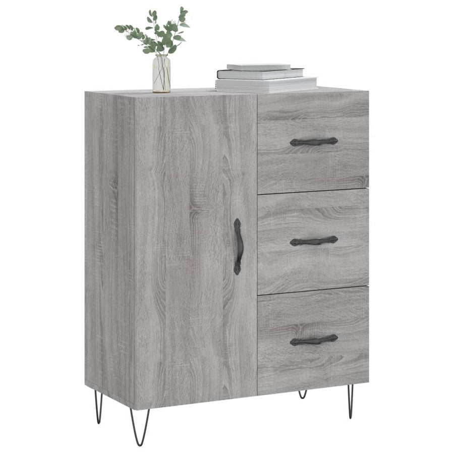 Dressoir 69,5X34X90 Cm Bewerkt Hout Grijs Sonoma Eikenkleurig