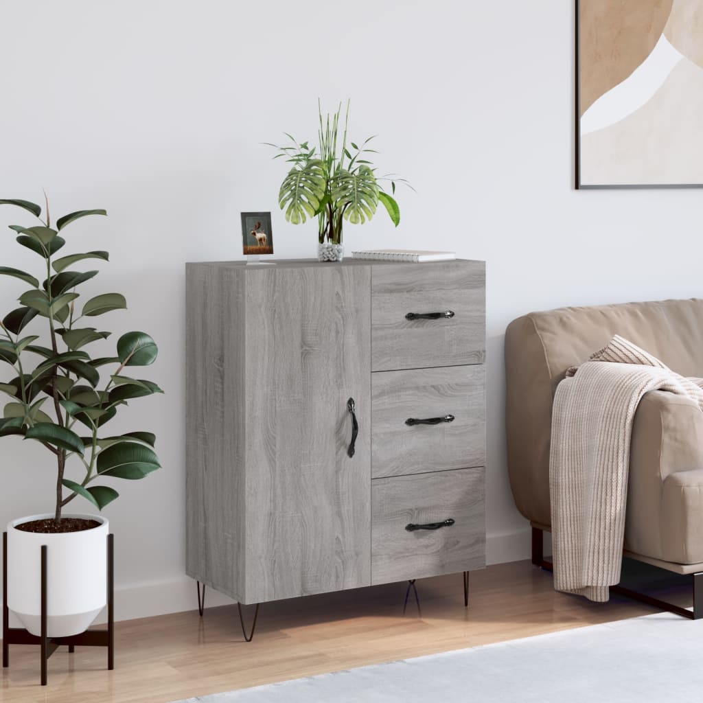 Dressoir 69,5X34X90 Cm Bewerkt Hout Grijs Sonoma Eikenkleurig