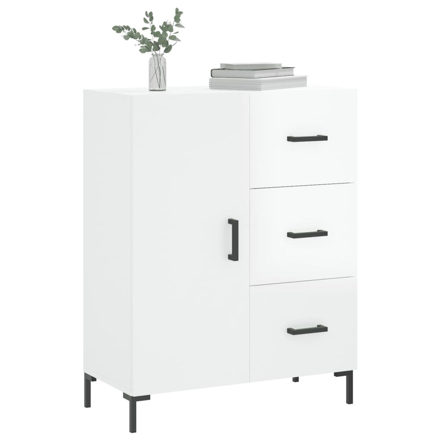 Dressoir 69,5X34X90 Cm Bewerkt Hout Hoogglans Wit