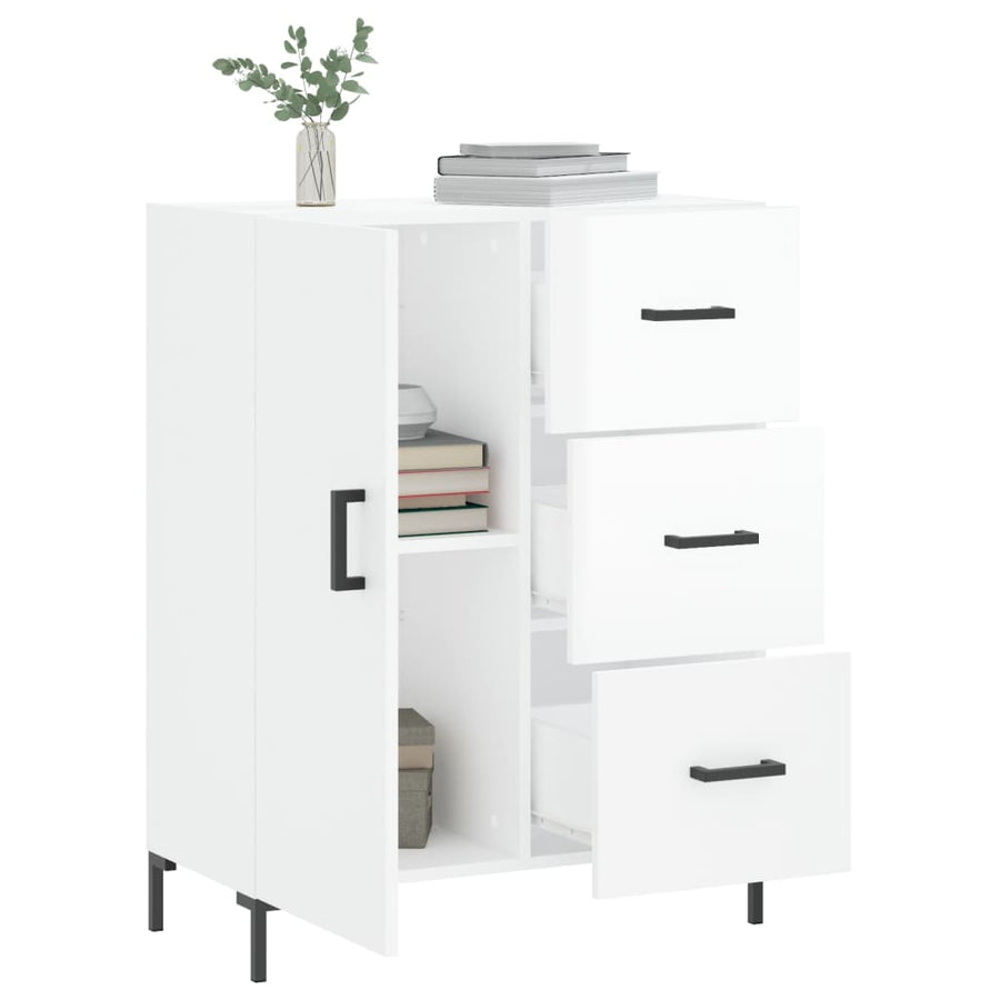 Dressoir 69,5X34X90 Cm Bewerkt Hout Hoogglans Wit